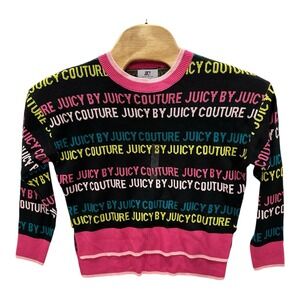 Juicy Couture Women's Small NWT Black‎ and Pink Spell Out Sweater New Oversized